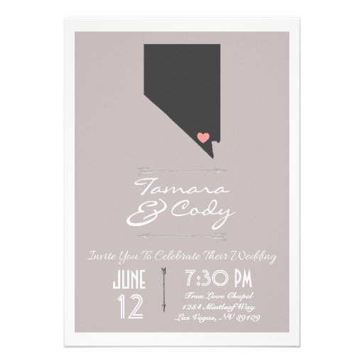 Taupe Gray Las Vegas, Nevada Wedding Invitation