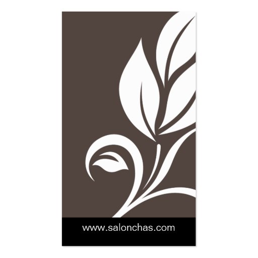 Taupe Gray Leaf Salon Spa Business Card (front side)