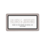 Taupe gray rectangular frame wedding favor labels
