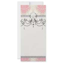taupe pink and ivory damask design pattern custom rack cards