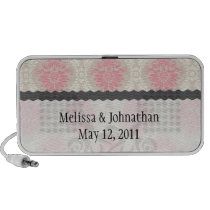 taupe pink and ivory damask wedding keepsake travelling speaker