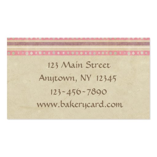 Taupe Pink Cakes Bakery Business Card (back side)