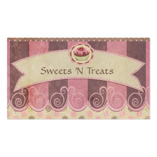 Taupe Pink Cupcake Bakery Business Card (front side)