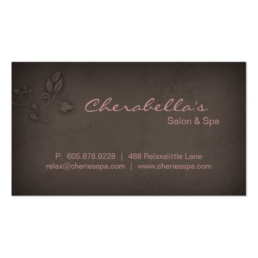 Taupe & Pink Spa business card (back side)