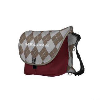 Taupe Retro Argyle Pattern rickshawmessengerbag