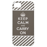 Taupe White Keep Calm and Carry On iPhone 5 Case