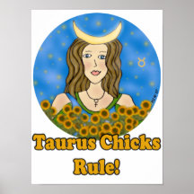 Taurus Chicks Rule Small Poster