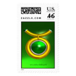 TAURUS ,Green Emerald and Gold postage