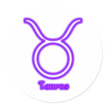 Taurus Neon Round Stickers