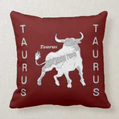 Taurus the Bull Red Zodiac American Mojo Pillow