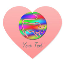 Taurus The Bull Zodiac Rainbow Color Pink Heart Sticker