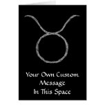 Taurus. Zodiac Astrology Sign. Black. Card