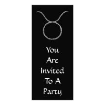 Taurus. Zodiac Astrology Sign. Black. Invitation