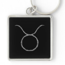Taurus. Zodiac Astrology Sign. Black. Key Chains
