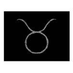 Taurus. Zodiac Astrology Sign. Black. Post Card