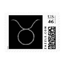 Taurus. Zodiac Astrology Sign. Black. Postage Stamps