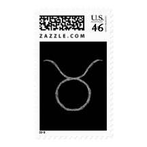 Taurus. Zodiac Astrology Sign. Black. Postage Stamps