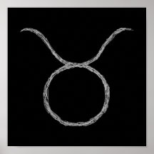 Taurus. Zodiac Astrology Sign. Black. Posters