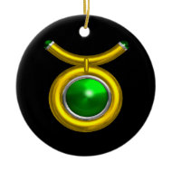 TAURUS ZODIAC BIRTHDAY JEWEL GREEN EMERALD Gold ornament