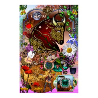 Taurus Zodiac Collage print