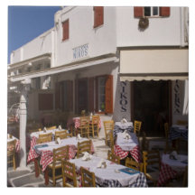 Taverna Nikos, Mykonos, Cyclades Islands, Greece Tile