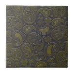 Tawny brown paisley design ceramic tile