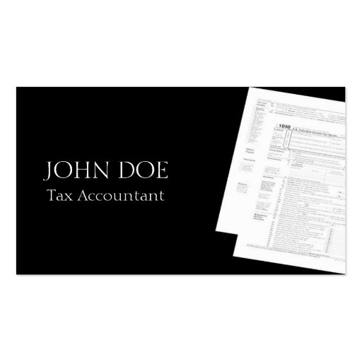 Tax Accountant B/W Form 1040 3D Business Cards (front side)