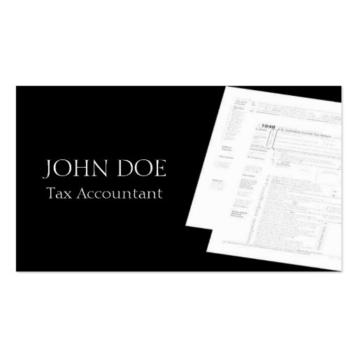 Tax Accountant B/W Form 1040 Business Card Template (front side)