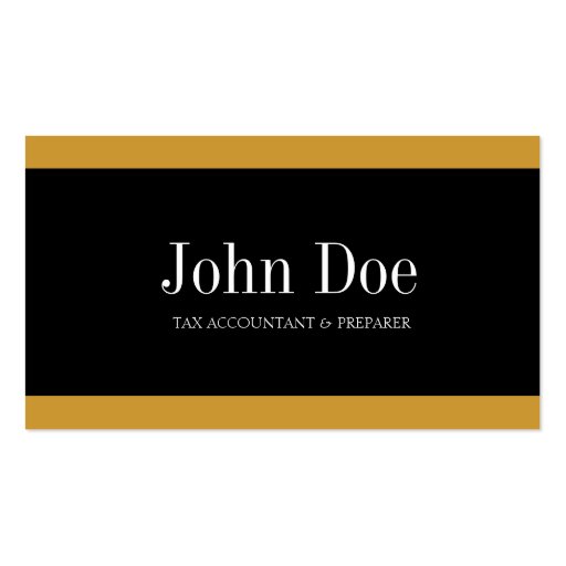 Tax Accountant Black/Gold Business Card Template (front side)