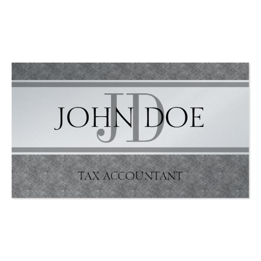 Tax Accountant CPA Monogram Blue Marble Platinum Business Cards (front side)