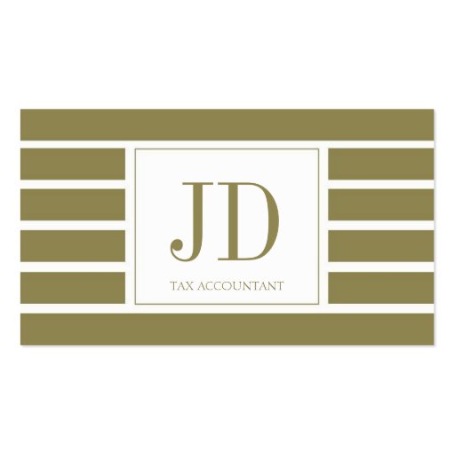 Tax Accountant/CPA Monogram/Striped Business Cards (front side)