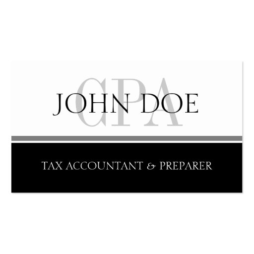 Tax Accountant S Stripe CPA W/W Business Card Templates (front side)