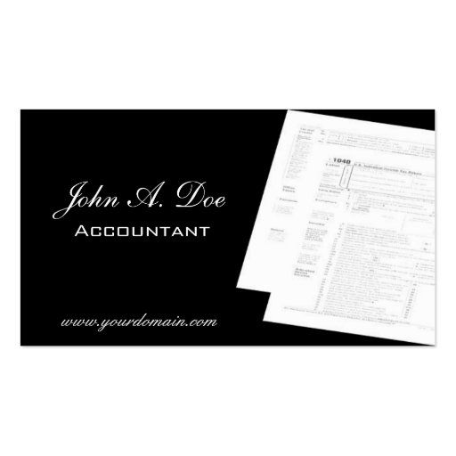 Tax Accountant Script Black/White Form 1040 Business Card Templates (front side)