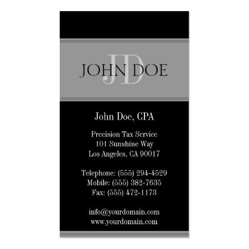 Tax Accountant Stripes D Grey Business Card (back side)