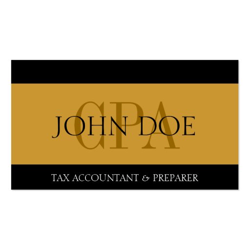 Tax Accountant Stripes Gold CPA Business Card Template (front side)