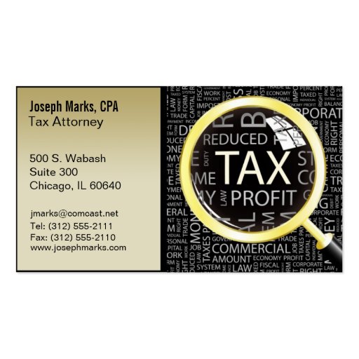 tax attorney cpa business card (front side)