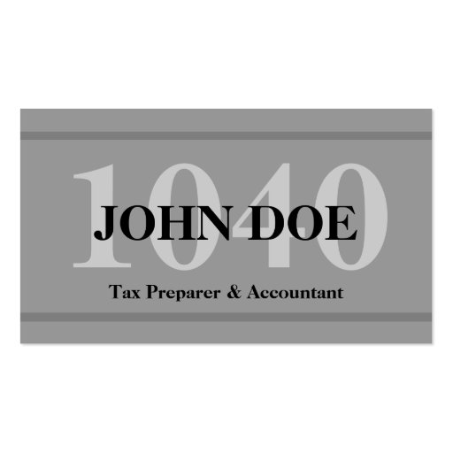 Tax Preparation 1040 Graphite Business Card Templates (front side)