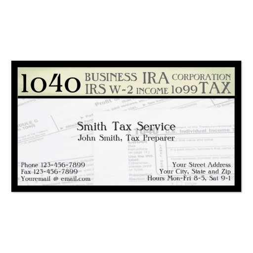 Tax Preparer Accountant Business Card Zazzle