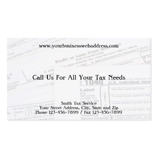 Tax Preparer Accountant Business Card (back side)