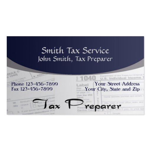 Tax Preparer Accountant Business Card (front side)