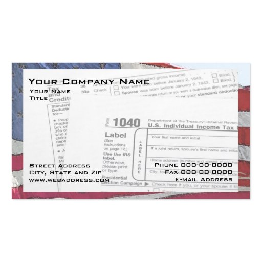 Tax Preparer Federal Tax Form Business Card (front side)