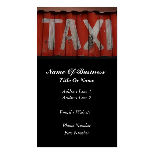 Taxi Business Card (front side)