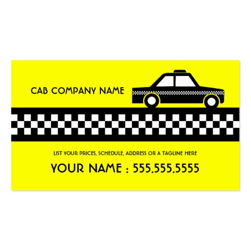taxi cab business card (front side)