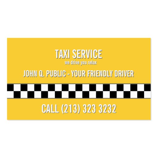 Taxi Cab Driver Business Card (front side)