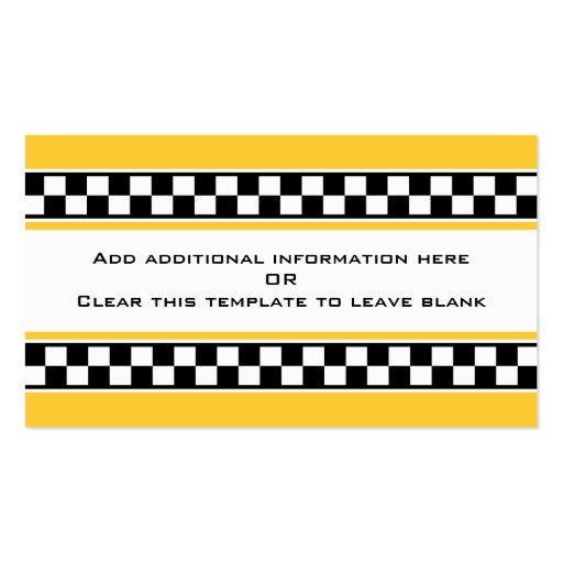Taxi cab driver services business card template (back side)