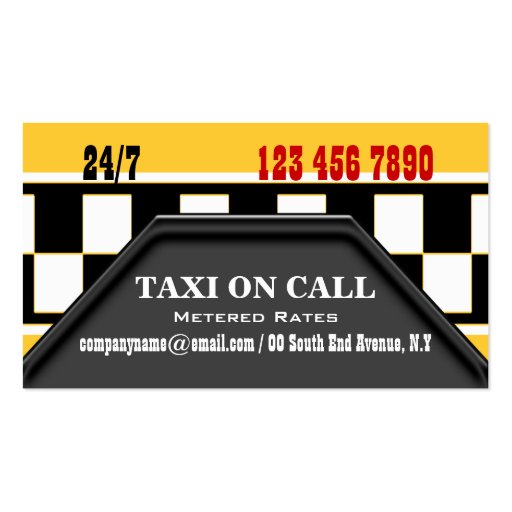 Taxi cab driver services business card template