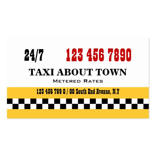 Taxi cab yellow red black business card template