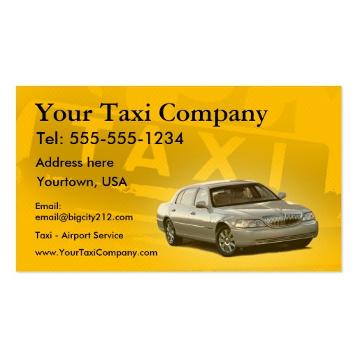 Taxi CUSTOMIZABLE Business Cards (front side)