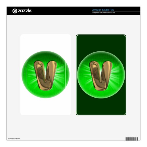 TAXI Gold Monogram V Green light Decals For Kindle Fire