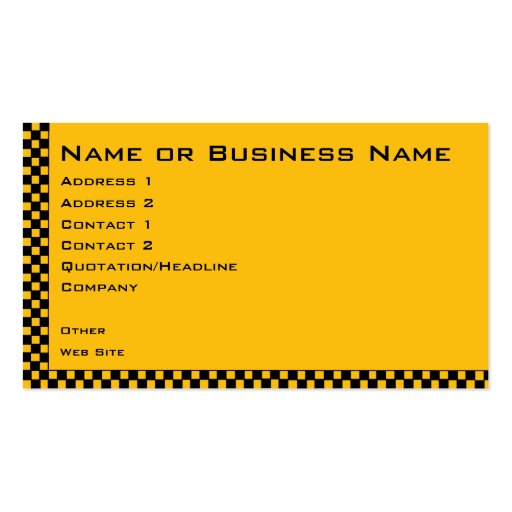 Taxi or Cab Service Business Profile Card Business Card (front side)